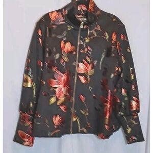 Marc Bouwer Unltd SZ SM Black Jacket Metallic Floral Pattern
